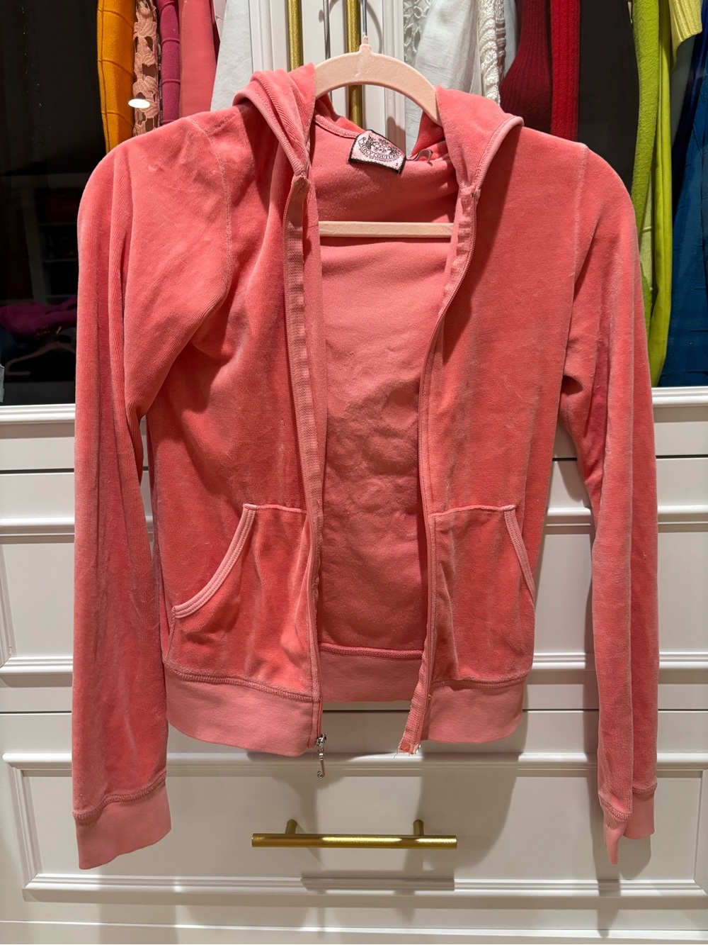Juicy Couture Coral Pink Velour Zip Hoodie